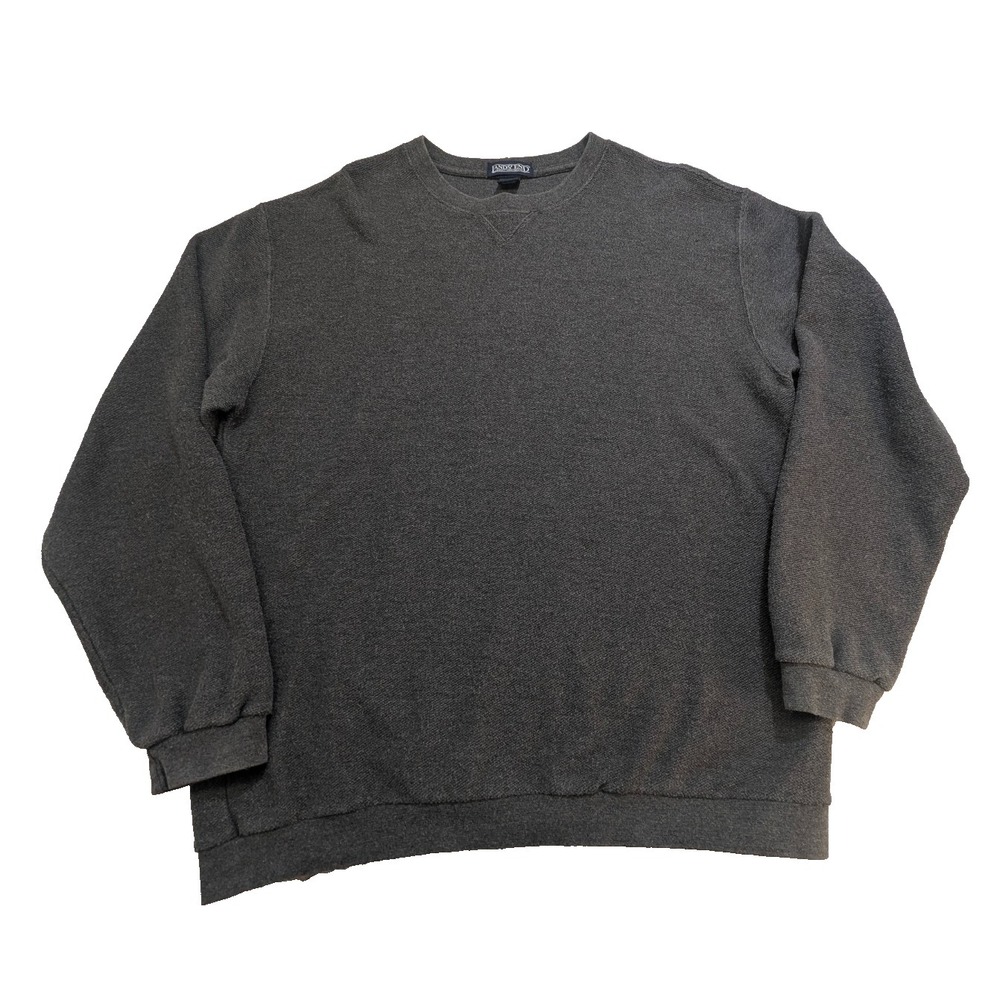 Lands' End Mens Large Gray Cotton Wool Blend Crewneck Sweater 42-44 Made In Peru